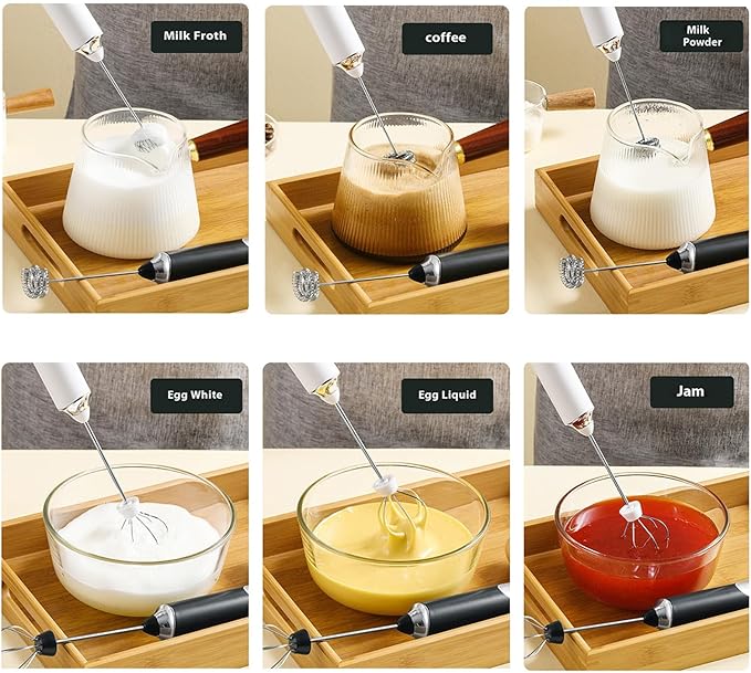 Milk Frother Handheld Rechargeable,Frother Wand 3-Speed Drink Mixer for Coffee,Milk,Cream,Usb Charging,30dB Quiet