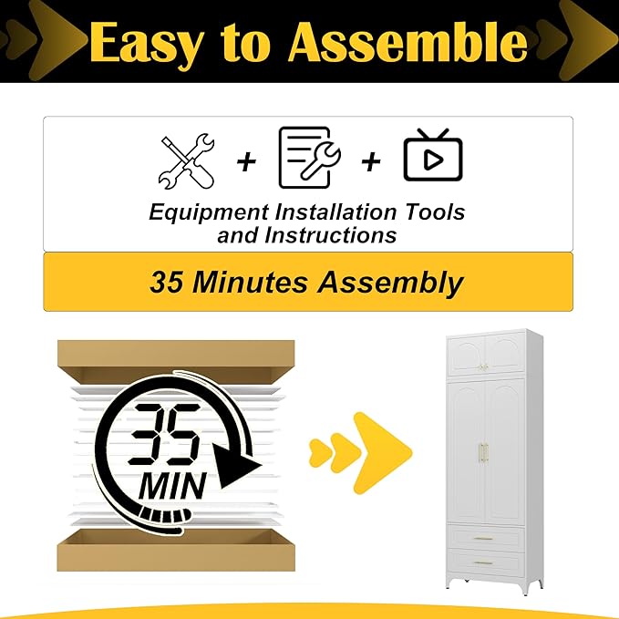Kitchen Pantry Cabinet竊?0" Storage Cabinets with Doors and Shelves,Metal Pantry Cabinet with 2 Drawers,White Kitchen Cupboard for Livingroom,Pantry, Bathroom