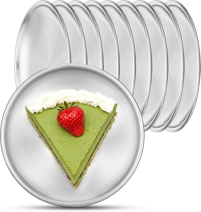 Stainless Steel Plates, 10 Pack 5.5 inch Mini 201 Metal Food Serving Plate Set, Reusable Snack Eating Dishes Round Shatterproof Silver Brushed Finish Dishes for BBQ Dinner Oven Dishwasher Safe