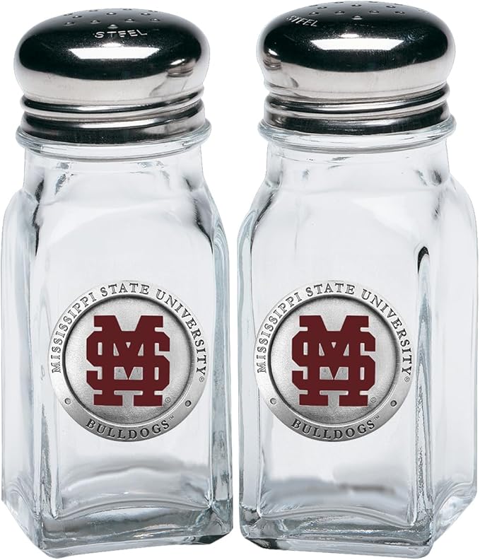 Mississippi State Baseball Salt and Pepper Shaker Set of 2 Bottles | Expertly Crafted Pewter Glass