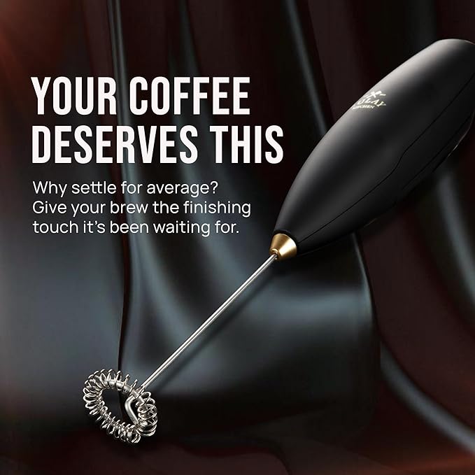 Zulay Kitchen Executive Series Luxury Gift Milk Frother with 4 Duracell Batteries ??Handheld Electric Foam Maker for Coffee, Lattes & Hot Chocolate ??Deluxe Finish, Ultimate Gift for Coffee Lovers