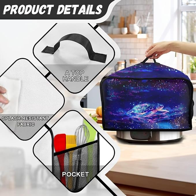 Slow Cooker Cover For Crock Pot and Hamilton Beach 6-8 qt Slow Cooker Multi Cooker Appliance Cover Stain Resistant Home Decor Galaxy Turtle