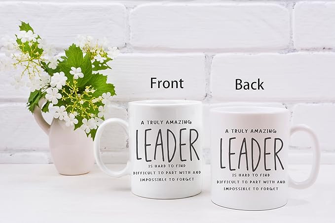 QASHWEY A Truly Amazing Leader is Hard to Find Coffee Mugs Mug,Best Leader Mentor Supervisor Gifts,Inspirational Leadership Double Side Printed Ceramic Mug Cup 11Ounce