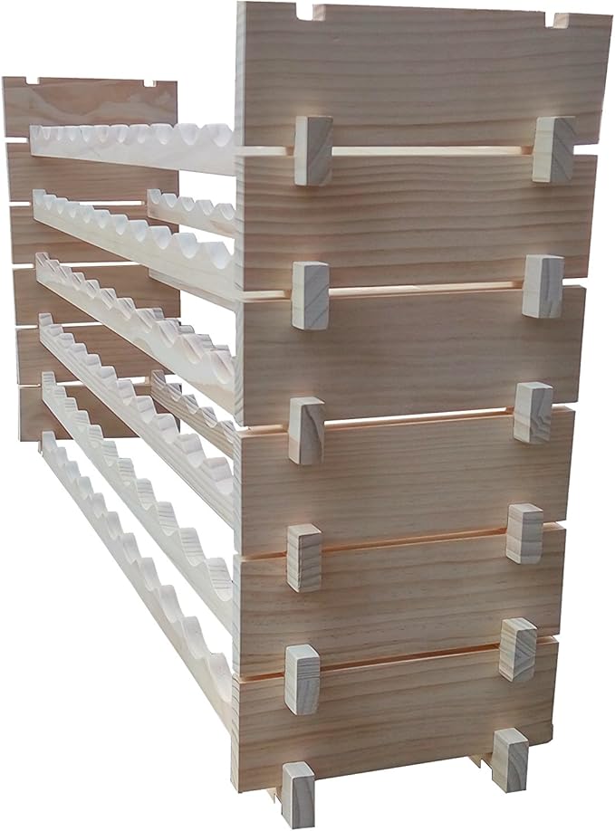 FixtureDisplays짰 51 X 12 X 26" Stackable Modular Wine Rack Stackable Storage Stand Display Shelves, Pine Wood, (72 Bottle Capacity, 6 Rows x 12) 16931-NPF