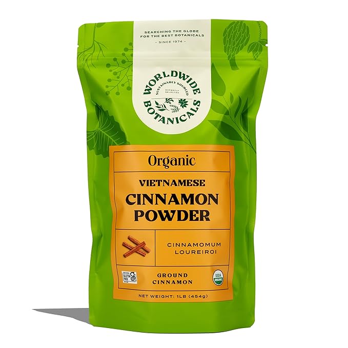 Worldwide Botanicals Organic Vietnamese Cinnamon Powder, 1 Pound - Premium Ground Cinnamon Spice - 100% Pure | Sustainably Harvested in Wild Forests | Kosher