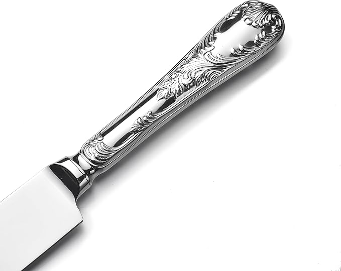2 Piece Wedding Cake Server Set,18/10 Stainless Steel Dessert Set Pie Server Cake Cutter Knife for Birthday,Anniversary,Holiday,Baby Shower,Party (Versailles, Stainless steel-V)