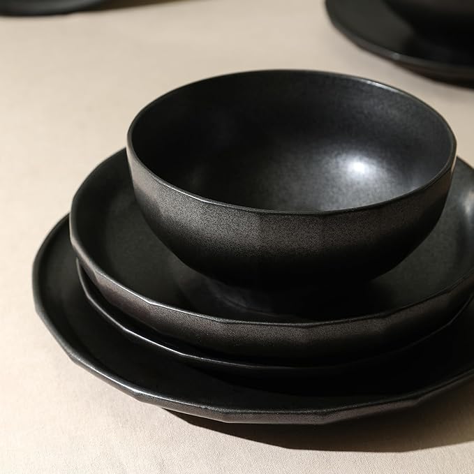 Stone Lain Rio 24-Piece Dinnerware Set Stoneware, Black