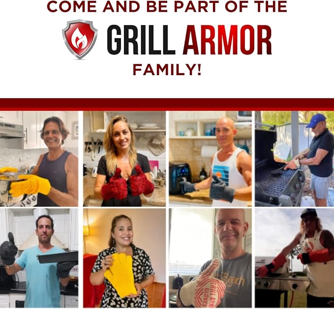 Grill Armor Oven Gloves ??932째F Heat, Fire & Cut Resistant Mitts for BBQ, Grill, Cooking, Grilling, Baking, Smoker & Fire Pit