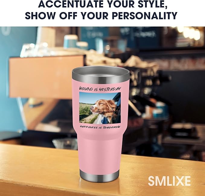 SMLIXE Personalized Coffee Tumbler Print in USA 30oz Stainless Steel Double Wall Insulated Coffee Cup With Text Photo Logo