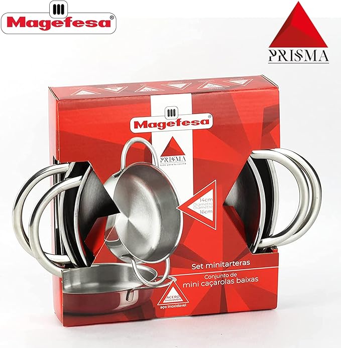 Magefesa Prisma ??5.5 and 6.3 inches mini Deep saute, made in 18/10 stainless steel, for all types of Stovetops, INDUCTION, easy cleaning, dishwasher and oven safe up to 392쨘F