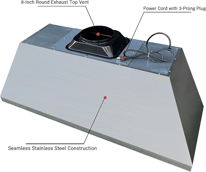 CT Copper Tailor Copper Vent Hood Island Mount,60'' W,39''H,1260 CFM Exhaust Fan,Stainless Steel Vent,LED Light,Dishwasher-Safe Baffle Filters,Light Hammered-Penny Patina,VH3A
