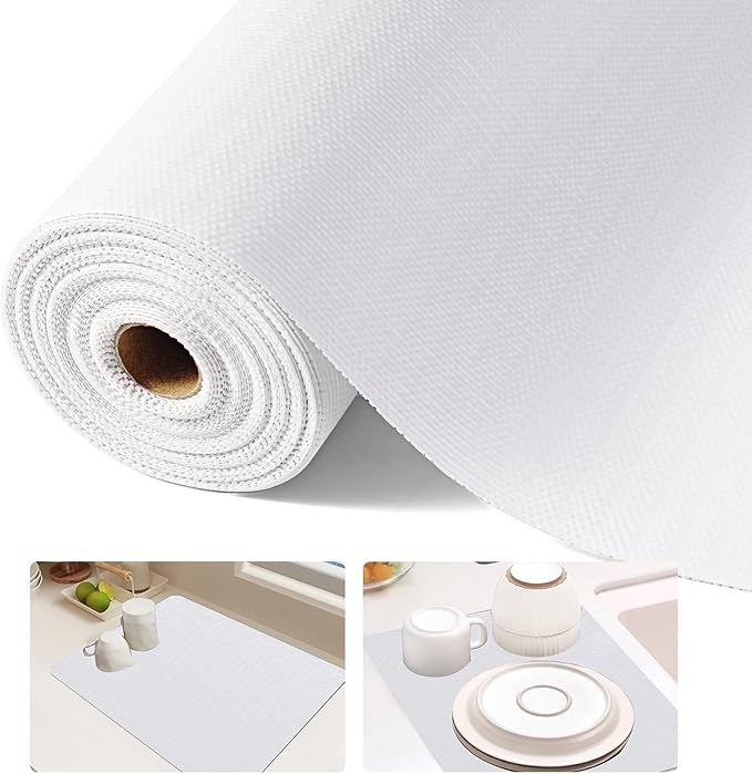 Shelf Liner, 14 Inches x 20 FEET Non-Slip Kitchen Cabinet Liner, Washable Oil-Proof Non-Adhesive Contact Paper for Kitchen Drawer, Cabinet, Shelves, Refrigerator, Storage, Desks, coutertops