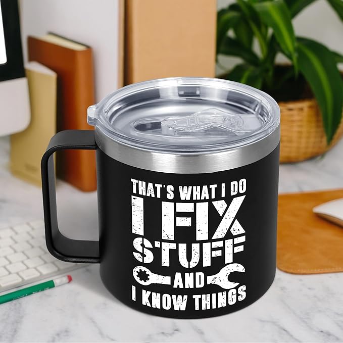 Valentines Day Gifts for Him - 14 oz Stainless Steel Insulated Coffee Mug with Lid - Funny Birthday Men Gifts for Dad from Daughter Son, Husband Birthday Gift Ideas, Funny Dad Gift for Grandpa
