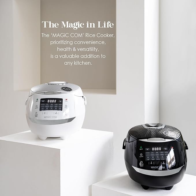 MAGiC COM multi-Functional Digital Rice Cooker 10 Cup Uncooked (20 Cup Cooked), 15-in-1 Programmable Electric Rice & Grain Cooker with Auto Clean, Non-Stick Pot, Steamer Basket, 24H Delay Timer, and Auto Keep Warm(Black)