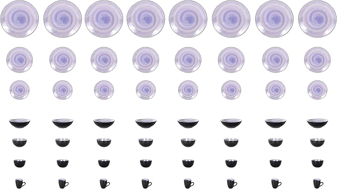Stoneware Sonoma Dinnerware Set, Black + Speckled Handpainting (56pc Set, Cobalt)