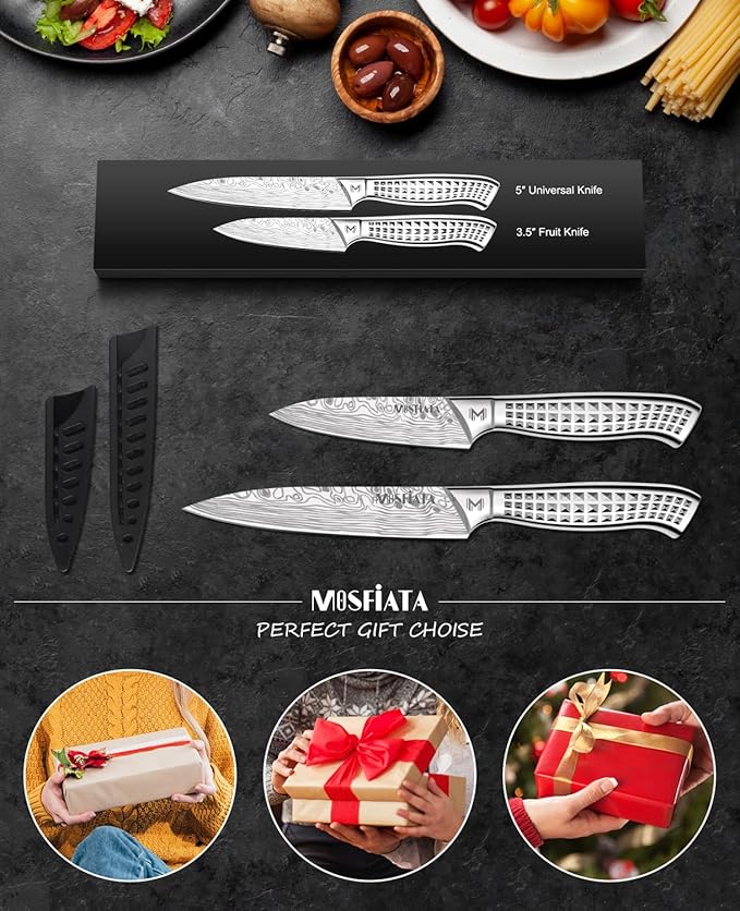 MOSFiATA 2pcs knife set竊똕tainless Steel Handle, Knives Set for Kitchen, Chef Knife Set Come with Gift Box