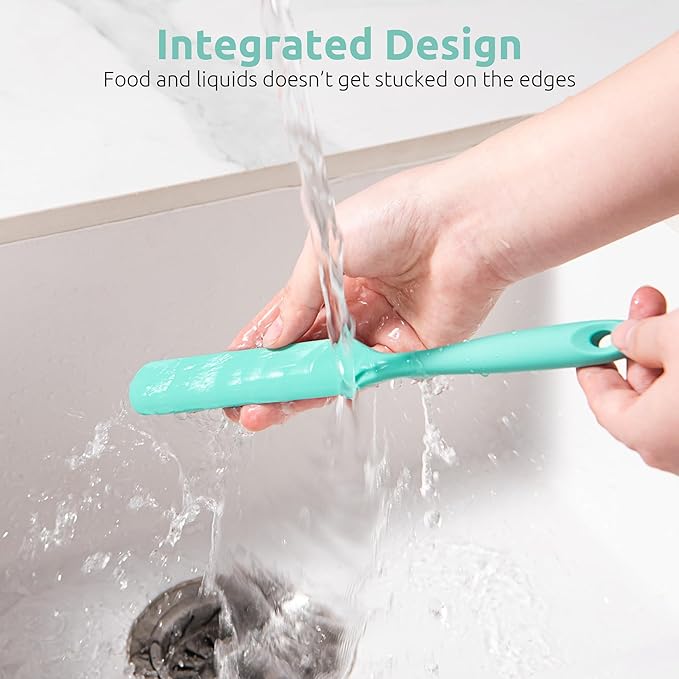 U-Taste Skinny Silicone Jar Spatula: 600쨘F Heat-Resistant Food-Grade 10in Long Narrow Sourdough Stirring Stick, Seamless Flexible Peanut Butter Spreader for Scraping Icing Bread Cream, Jam (Aqua Sky)