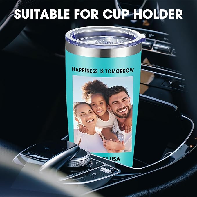 SMLIXE Personalized Coffee Tumbler Print in USA 20oz Stainless Steel Double Wall Insulated Coffee Cup With Text Photo Logo
