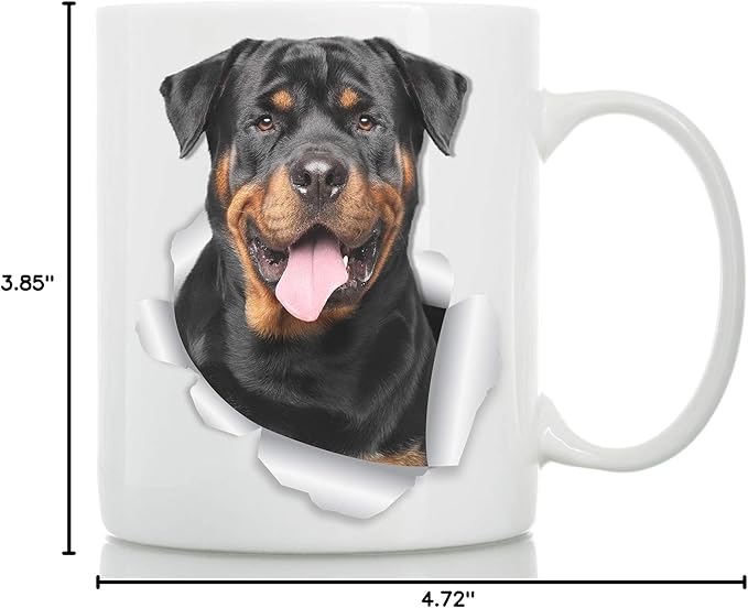 Winston & Bear Smiling Rottweiler Mug - Rottie Ceramic Coffee Mug Gift for Dog Lovers Mom and Dad - Perfect Birthday or Christmas, Father's or Mother's Day Gift (11oz)