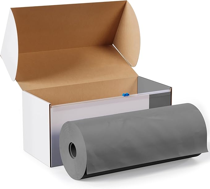 Party Solids 54 Inch X 300 Feet Silver Plastic Table Cover Roll in A Cut - to - Size Box with Convenient Slide Cutter. Cuts Up to 36 Rectangle 8 Feet Plastic Disposable Tablecloths