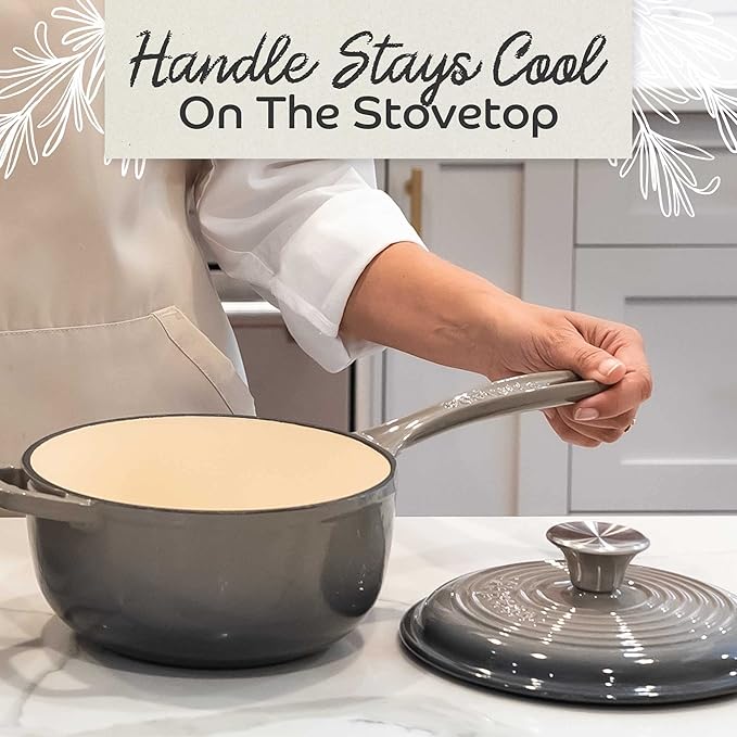 Small Sauce Pan with Lid, 2.13 QT Verde Chiaro (Light Green) Sauce Pot, Small Pot with Stay Cool Helper Handle and Tight-Fitting Lid-Segretto Cookware