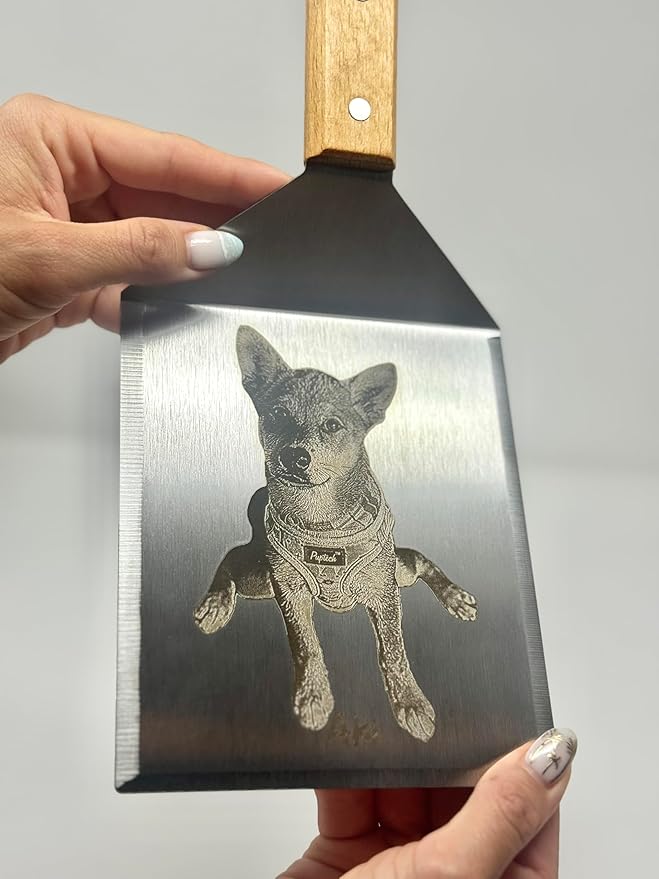 Dog Stainless Steel Spatula for Holiday Personalized Engraved Dog Cat Portrait with Name Pet Gift Pet Memorial Kitchen Grilling Spatula