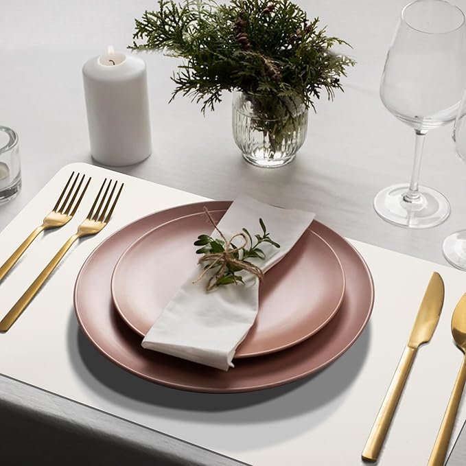 Maxpearl Faux Leather Placemats Set of 8 - Waterproof - Wipe Clean - Heat Resistant - Non Slip Dining Table Place Mats, Suitable for Indoor & Outdoor Use, 17?쇺셹12?쇺? Ivory White