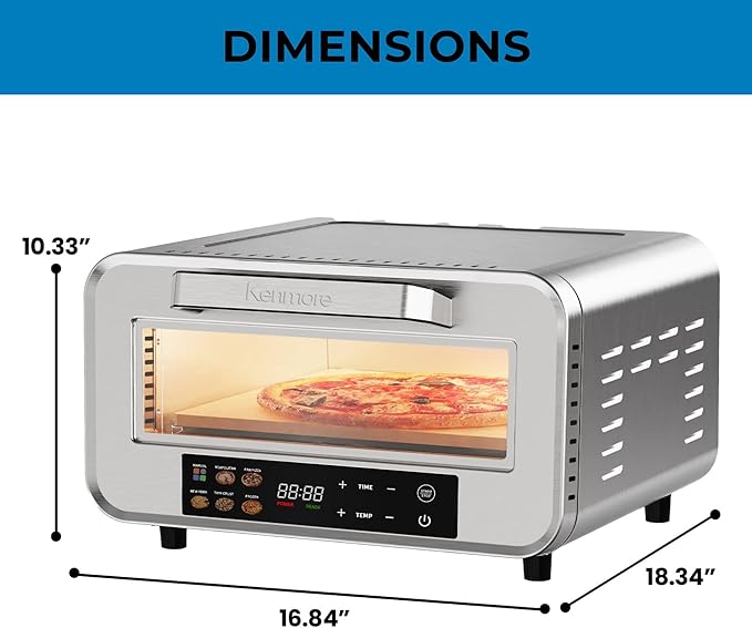 Kenmore indoor pizza oven - personal countertop electric ovens for home kitchen & restaurant, cook solo large 12??nonstick Pizzas horno de