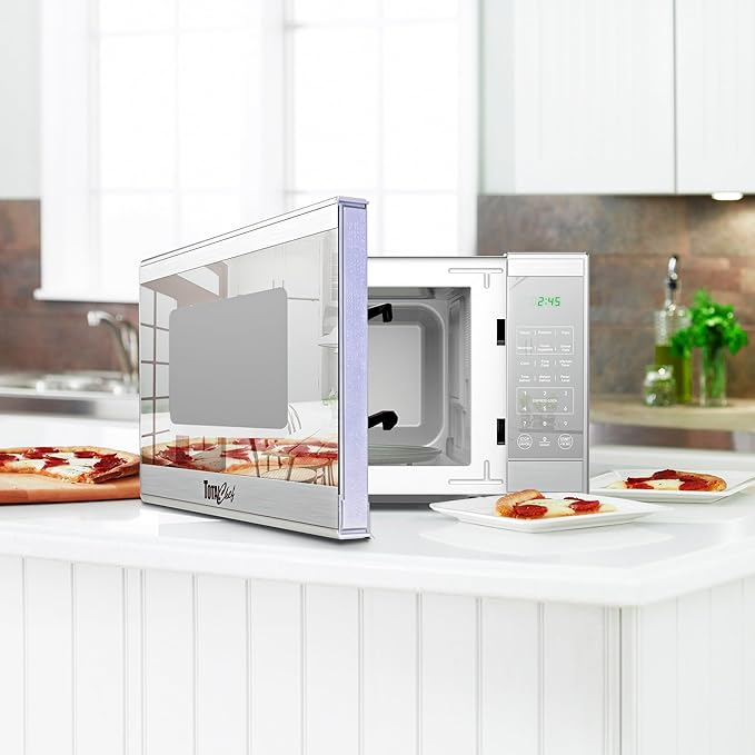 Total Chef 1.3 Cu Ft Microwave Oven ??Compact Countertop Kitchen Appliance, Small Stainless Steel Microwave with Digital Touch, Pre-Set Functions, 12.8??Turntable, 1100 Watt
