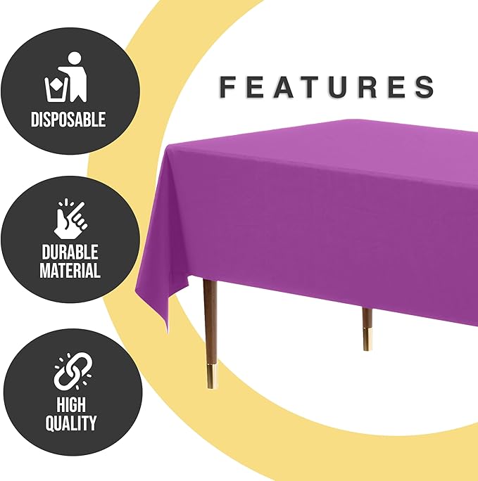Exquisite 66% Thicker Premium Plastic Table Cloth Rectangle Table Cover 0.5 Mil 24 Pack Magenta Table Cloth 54 Inch x 108 Inch Disposable Tablecloth Won't Tear Easily Like Cheap Thin Brands