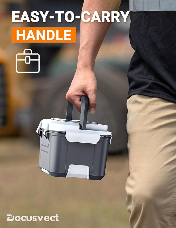 Docusvect Rechargeable Heated Lunch Box for Men, 1.3L Cordless Electric Lunch Box for Adults with Smart Scheduled Heating, Portable Food Warmer with Complete Accessories