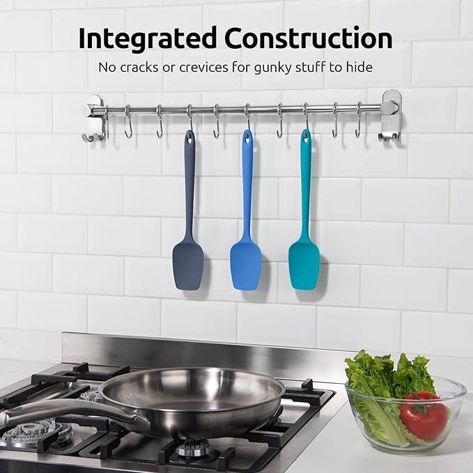 U-Taste Silicone Spoon Spatula Set, 600쨘F High Heat Resistant Food Grade Flexible Rubber Scraper, Cooking Mixing Baking Kitchen Utensils Set of 3 (Multicolors)