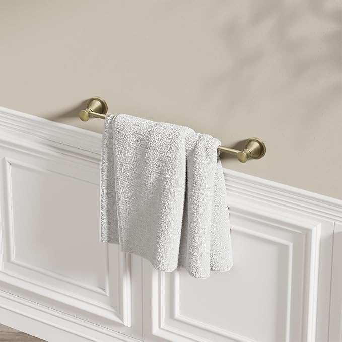 BESy Adjustable Antique Brass 16.5 to 28.7 Inch Bath Towel Bar Rack for Bathroom Towel Holder Wall Mounted Towel Bar Rod Hanger Bathroom Hardware Accessories Hotel Style Stainless Steel Antique Brass