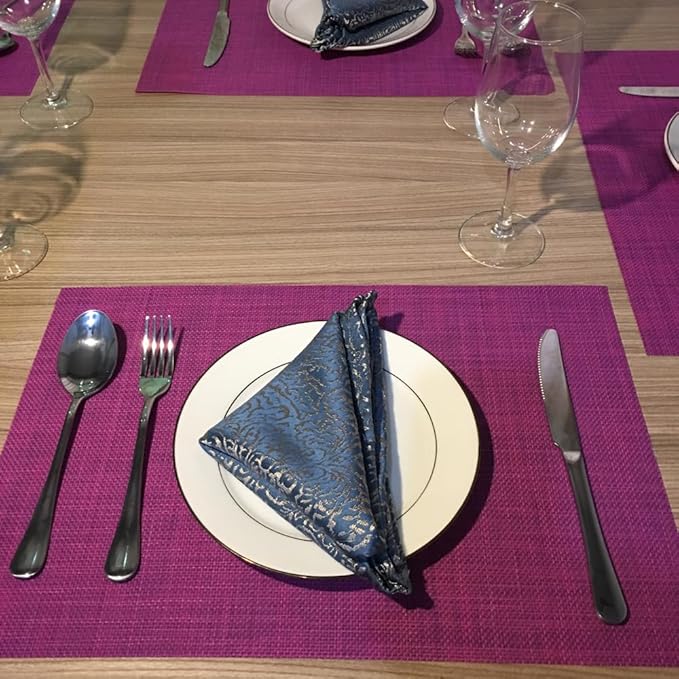WAZAIGUR Placemats,Easy to Clean Crisscross Woven Vinyl Place Mats Durable Non-Slip Heat Resistant Table Mats,Placemats for Kitchen Table Set of 8,Purple