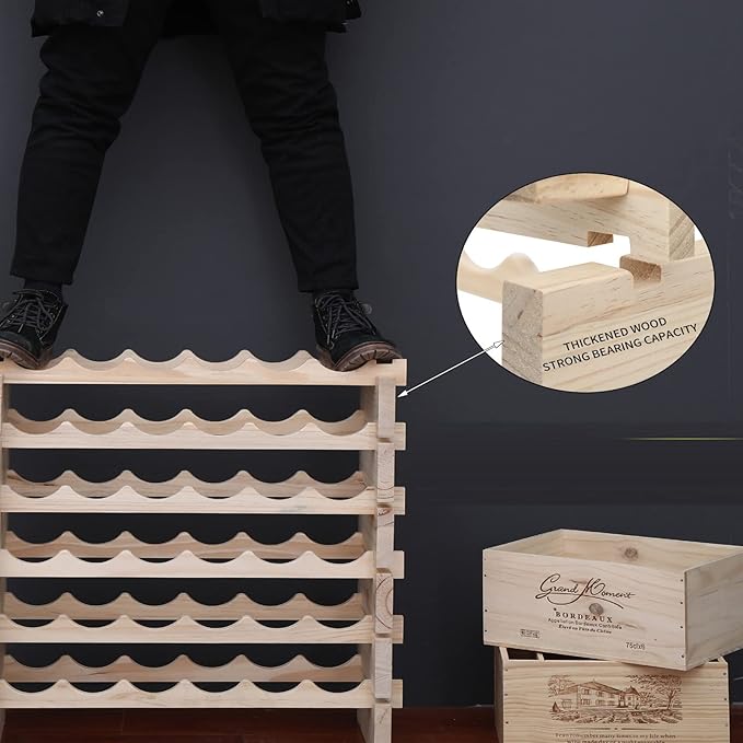 Wine Rack Cabinet Freestanding for Floor Wooden Stackable Storage Modular countertop Wood Wine Holder (120bottle)