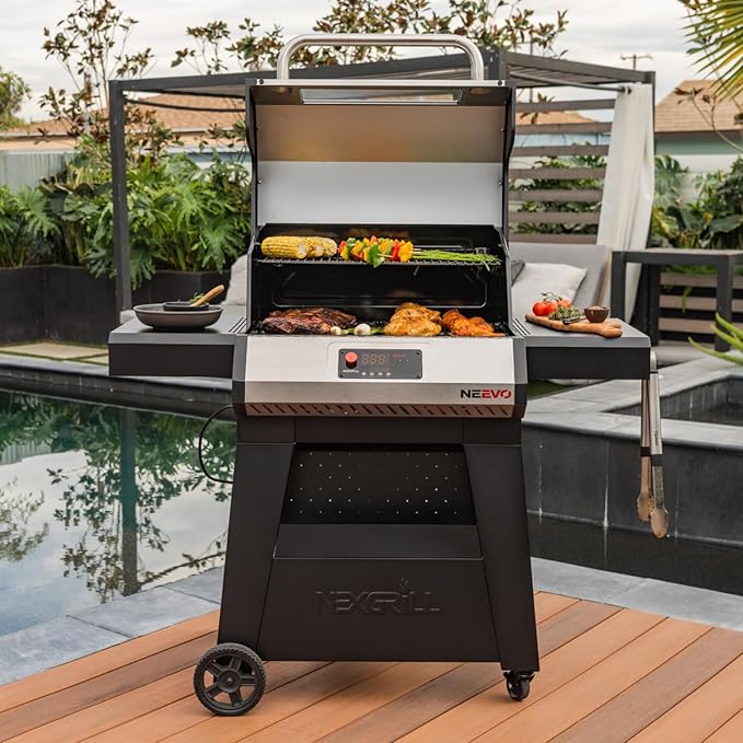 Neevo Smart Propane Grill 44,000 BTU, 2-Burner Outdoor BBQ, Electronic Control, 714 Sq In Cooking Space, Cast Iron Grates, App Connected ??720-1054