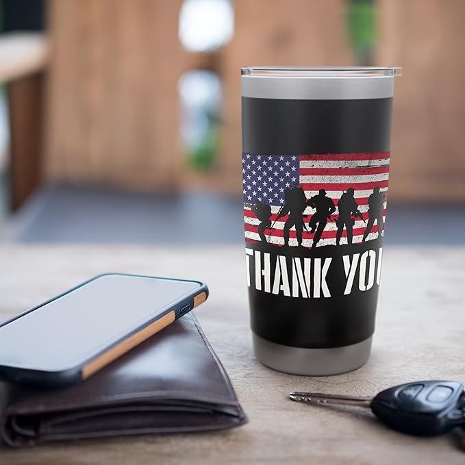 Thank You - Patriotic America Veterans Memorial Day Stainless Steel Insulated Tumbler