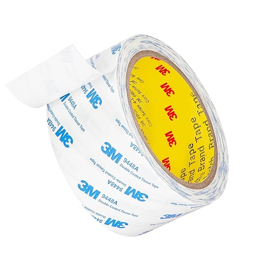 3M Double Sided Tape 2"횞32.8Ft 1 Pack 9448A Double Coated Tissue Tape Adhesive Sticky Tape Translucent Removable for Foam Art Craft Nameplate Bonding