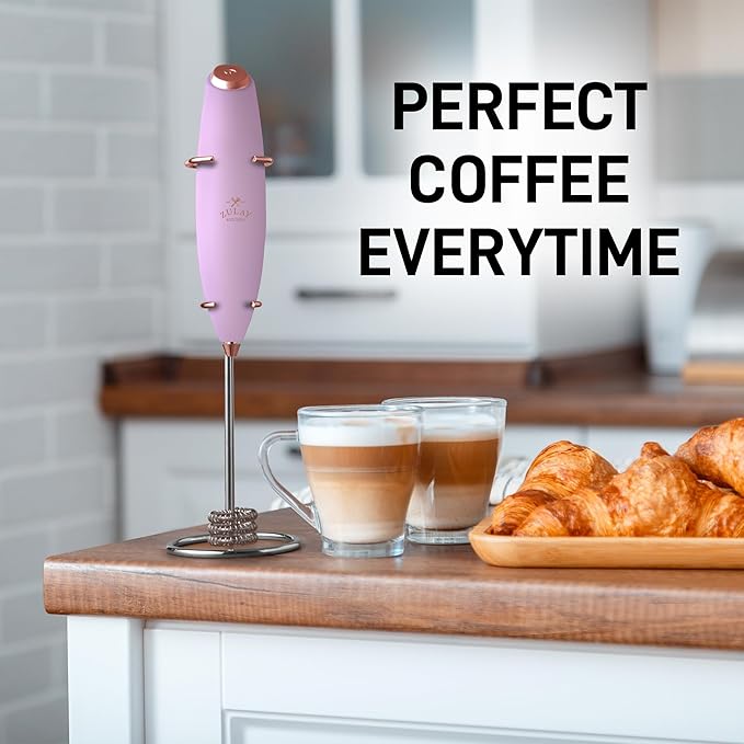 Zulay Kitchen Patented Tornado Triple Whisk Milk Frother with 4 Duracell Batteries ??Handheld Foam Maker for Coffee, Lattes, Matcha & Hot Chocolate ??Rich, Creamy Froth in Seconds