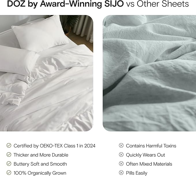 DOZ Sheet Set, 100% Viscose derived from Bamboo, Organically Grown, Buttery Soft, Cooling Sheets, High GSM, Deep Pockets - 4 Piece - 2 Pillowcases 1 Fitted 1 Top Sheet (Dune, Cal King)