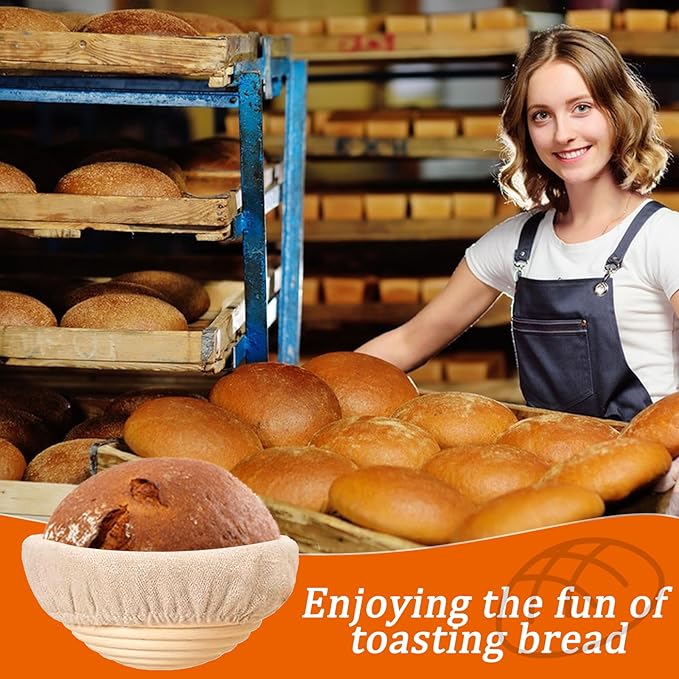 5 inch Round Mini Banneton Bread Proofing Basket Sourdough Bread Baking Supplies Set of 10 Sourdough Starter Kit Baking Gifts
