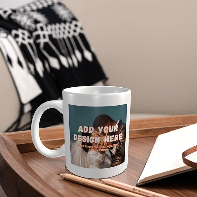 Customizable Mugs and Coffee Cups with Various Creative Designs Customize Your Photos Images Texts Partial or Full-Size Printing (Partial, White)