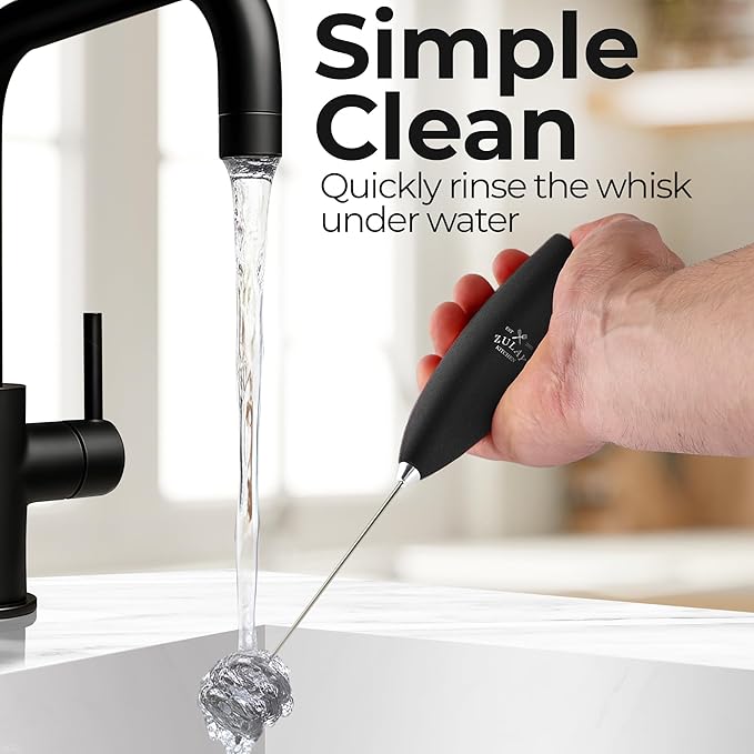 Zulay Kitchen Patented Tornado Triple Whisk Milk Frother with 4 Duracell Batteries ??Handheld Foam Maker for Coffee, Lattes, Matcha & Hot Chocolate ??Rich, Creamy Froth in Seconds