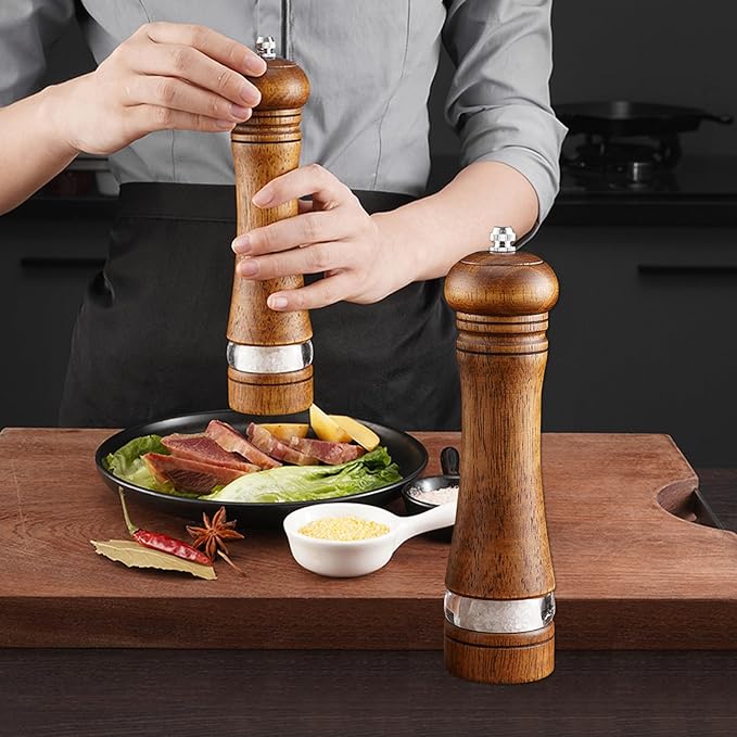 2Pcs Salt and Pepper Grinder, with Acrylic Visible Window Ceramic Grinding Manual Grinder
