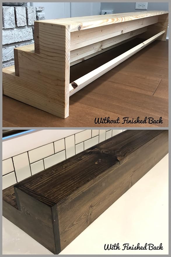 Handmade Tiered Display Shelving - Three Tier Bar Display - Bar Organizer - Liquor Bottle Display (36" with Back, Special Walnut)