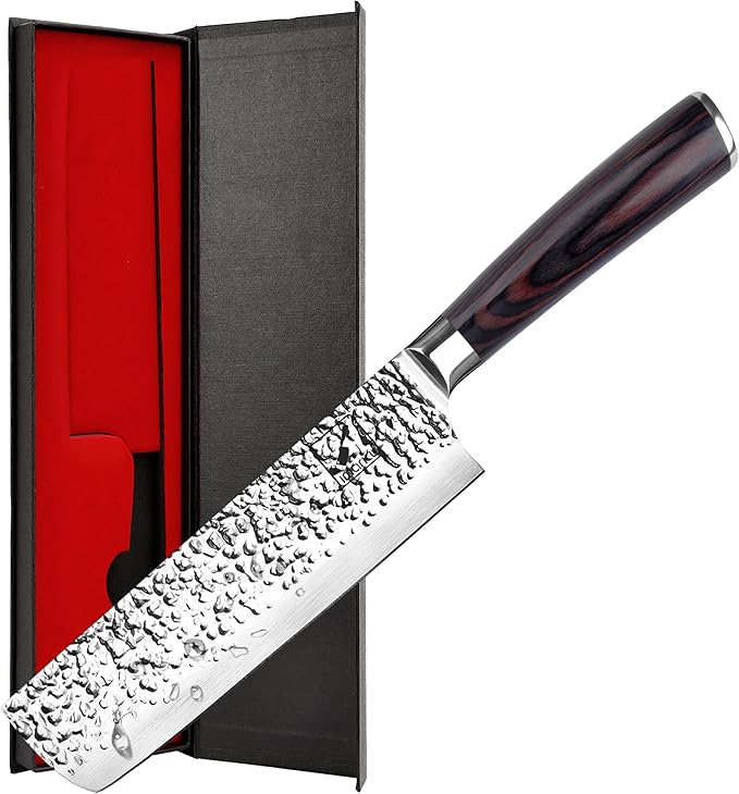 imarku Nakiri Knife Meat Cleaver, Razor Sharp 7 Inch Chef Knife Japanese Stainless Steel Vegetable Kitchen Knife with Ergonomic Handle for Home, Christmas Gifts for Women and Men