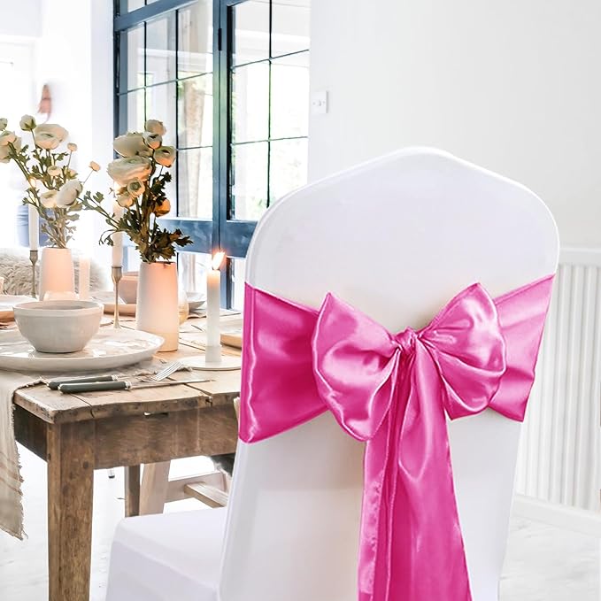 JEVIX 20 Pack Satin Table Runner 12 X 108 Inch Silk Table Runner for Party,Wedding, Birthday, Banquets,Decoration(Fuchsia)