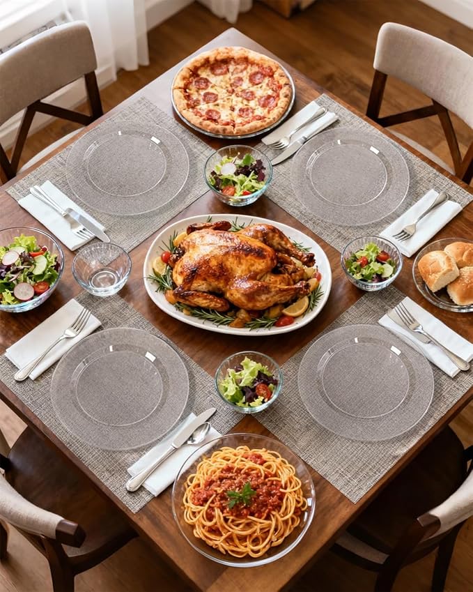 bUCLA 100Pieces Clear Plastic Plates -10.25inch Disposable Dinner Plates- Premium Weddings& Party Plates