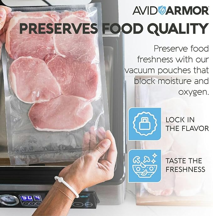 Avid Armor Chamber Vacuum Sealer Bags ??6x10" & 8x12" ??280 Pack ??Heavy Duty Commercial Grade, BPA-Free Pouches for Sous Vide, Food Preservation, Meat Storage, Freezing, and Long-Term Storage