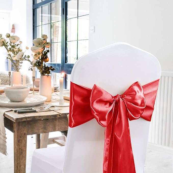 JEVIX 10 Pack Satin Table Runner 12 X 108 Inch Silk Table Runner for Party,Wedding, Birthday, Banquets,Decoration(Red)